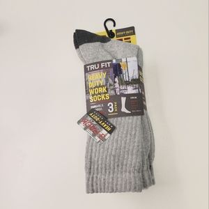 3 Pairs Mens Tru Fit Heavy Duty Cotton Crew Sock